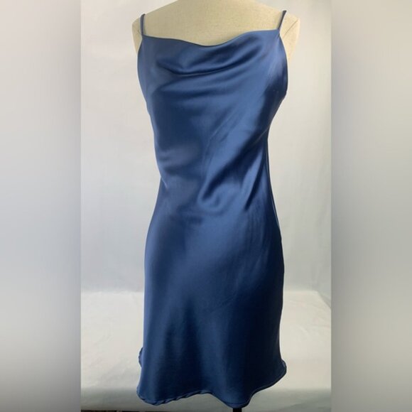 Satin Slip Dress Intimate Sleepwear Pretty‎ is Power Blue Women’s Size Medium - Picture 15 of 15